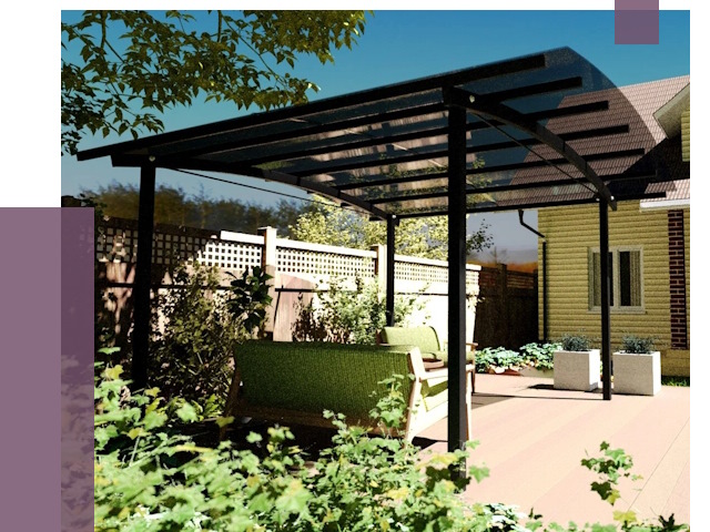 Навесы для террасы в Вольске от 12912 руб. под ключ | ПРОЛЁТ-Вль