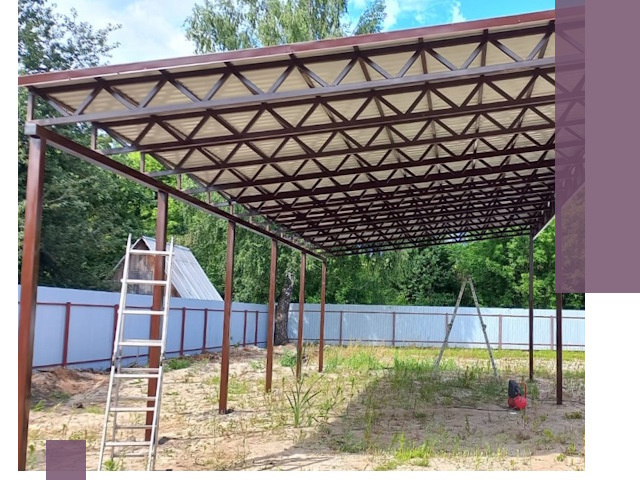 Односкатные навесы под ключ в Вольске — изготовление и монтаж