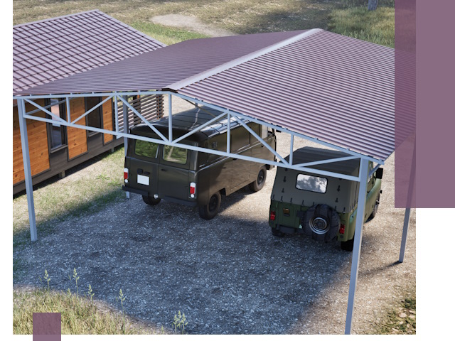 Двускатные навесы под ключ в Вольске — изготовление и монтаж